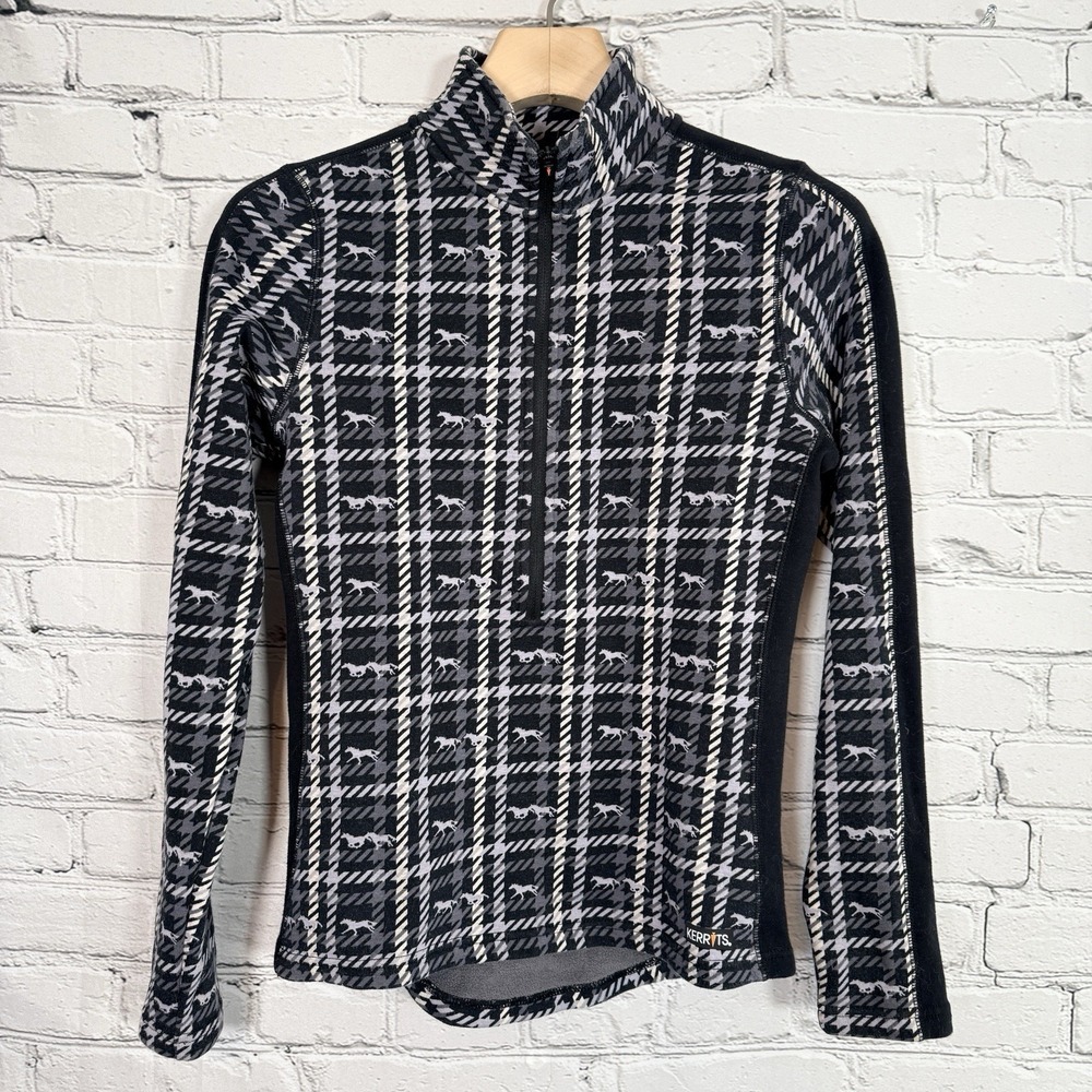 Kerrits 1/2 Zip Fleece Lined Horse Print Riding Jacket‎ Women's XS Black Gray